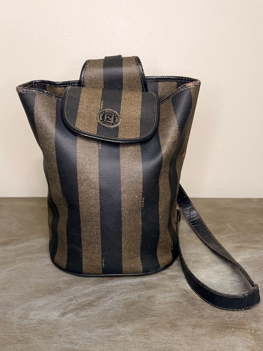 Fendi Vintage Pequin Sling Backpack